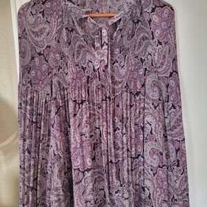 Timeless Ralph Lauren Paisley Necktie Pink Shade Blouse - XL